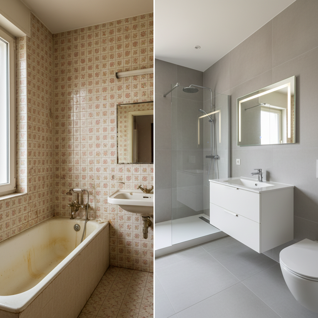 Avant après transformation salle de bain rénovation Marseille