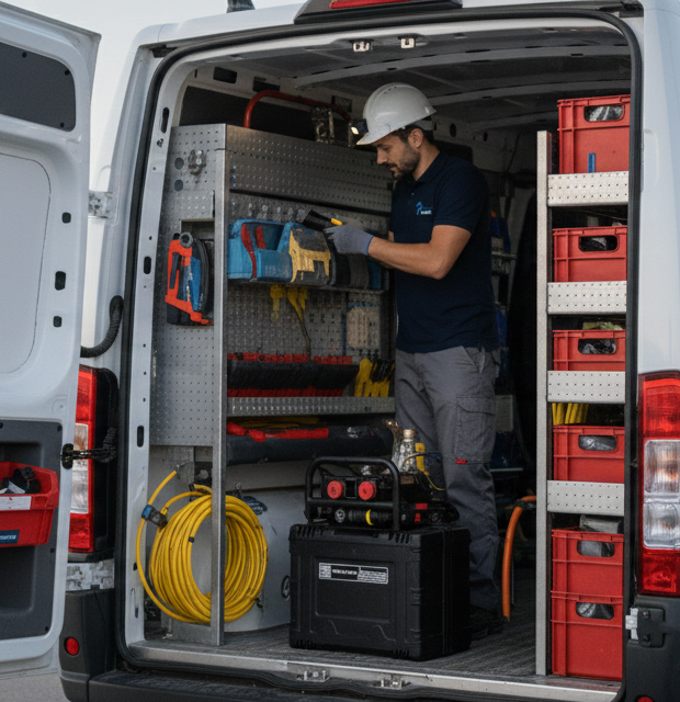 Camion plombier équipé pour interventions urgence 24h