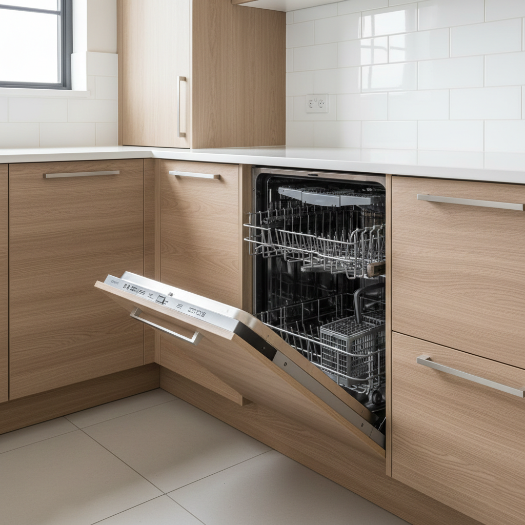 Lave-vaisselle encastrable intégré cuisine équipée moderne