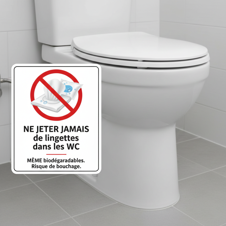 Lingettes cause principale WC bouchés ne pas jeter toilettes