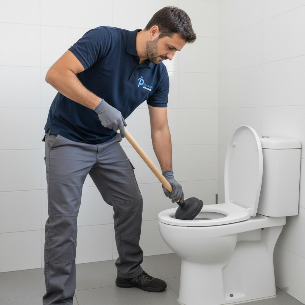 Débouchage toilettes avec ventouse haute pression plombier
