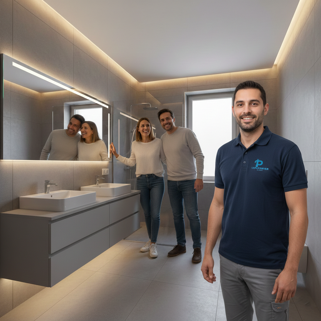 Clients satisfaits réception travaux salle de bain terminée