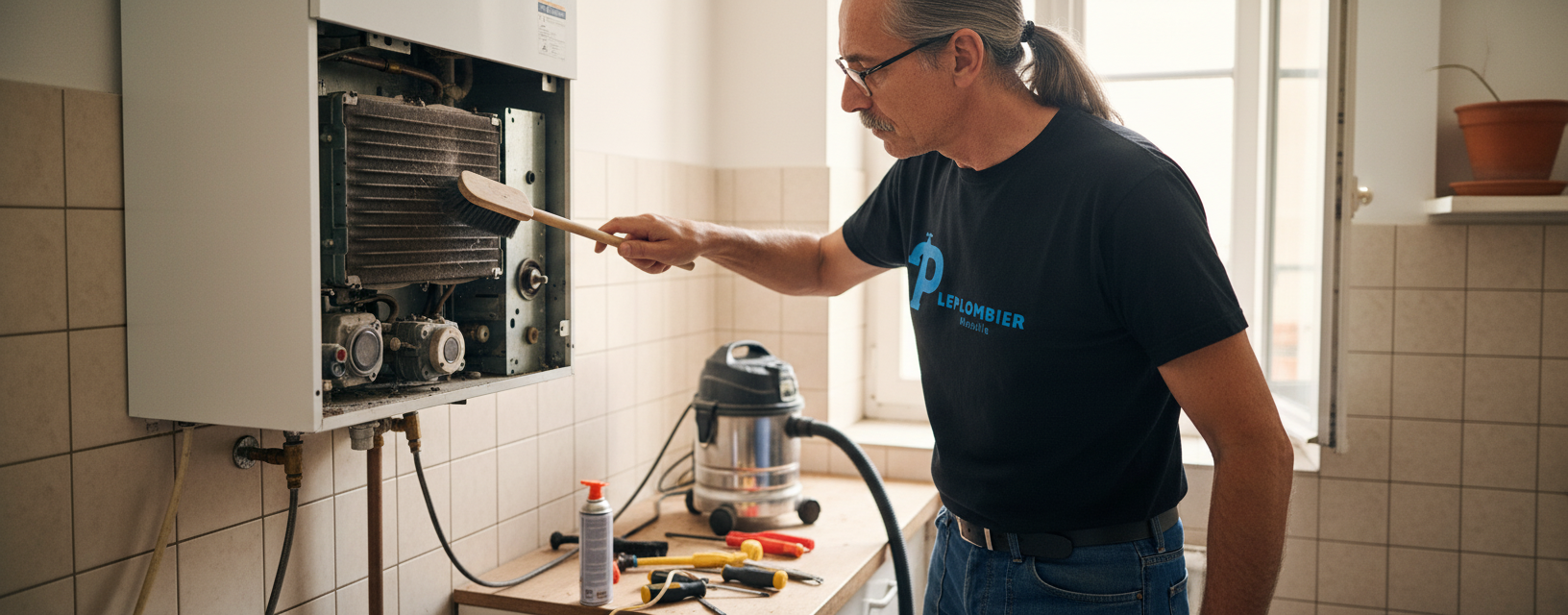 Plombier entretien annuel nettoyage chaudière gaz Marseille